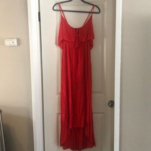 Olivaceous high low midi dress